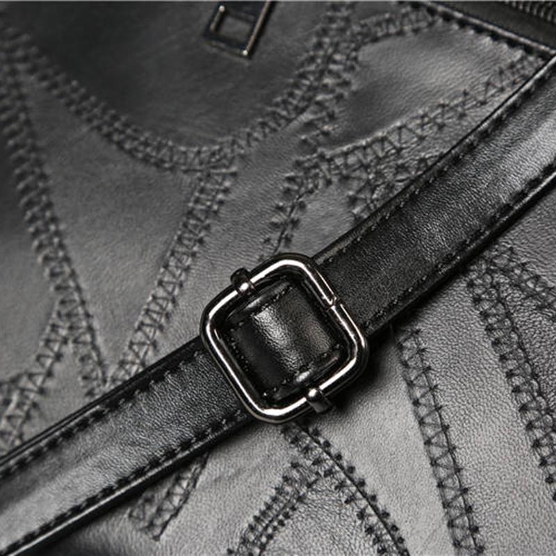 Business Briefcase Men Black Rivets Large Capacity Anti-theft Shoulder Crossbody Mobile Phone Bag