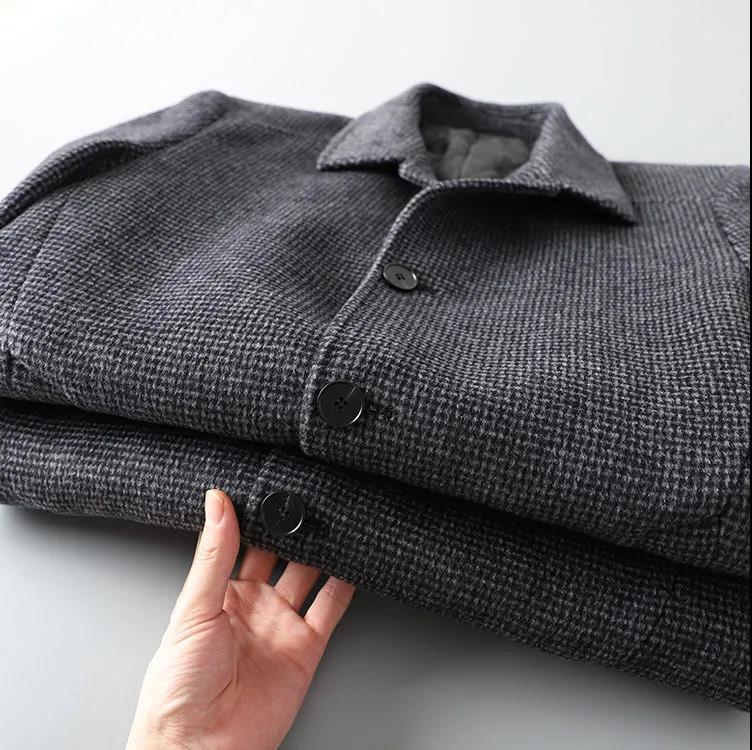 Men's Mid-length Woolen Coat Autumn and Winter Style High-quality Quilted Retro Trendy Coat