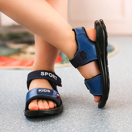 Boys Sandals Summer Children's Leather Sandals Soft Sole Wear-resistant Lightweight Velcro Beach Sandals