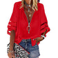 Fashion Woman Blouses 2022 Women V-neck Zip-up Shirt with Half Flared Sleeves Mesh Stitching Loose Casual Women Summer Clothing