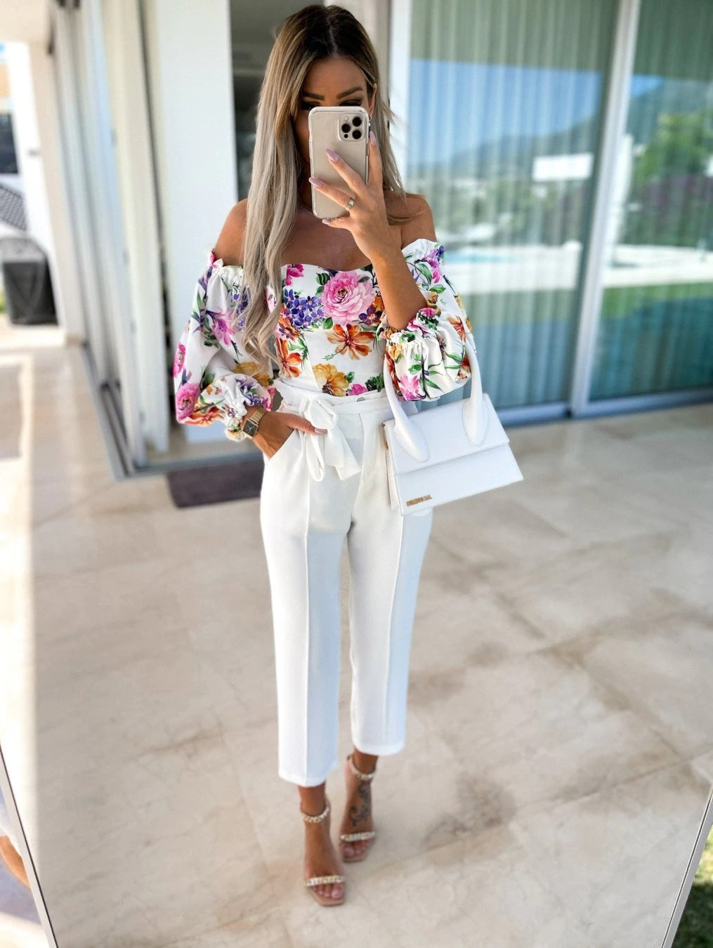 Summer Sexy Off Shoulder Blouses Women Fashion Slash Neck Tube Top Floral Puff Sleeve Blouse Women Vintage Print Crop Top Shirts