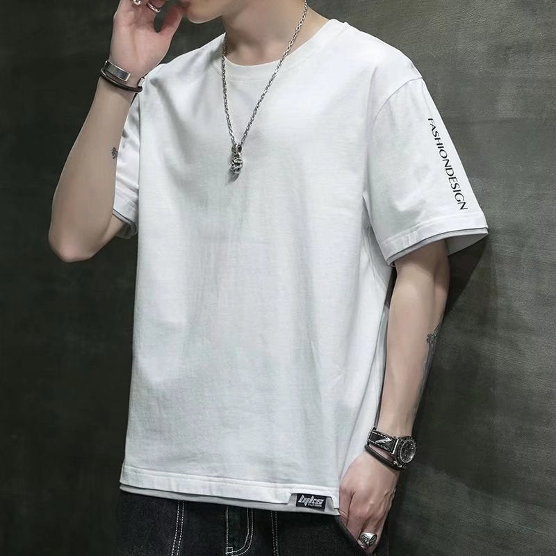Summer Tees Men Shirts Graphic T-shirts Solid Color Casual Jumpers Half Sleeve Overshirt Stretch Male Clothing New Arrival 2022