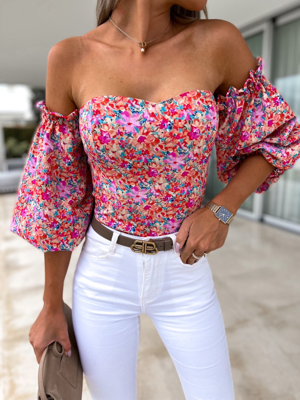 Summer Sexy Off Shoulder Blouses Women Fashion Slash Neck Tube Top Floral Puff Sleeve Blouse Women Vintage Print Crop Top Shirts