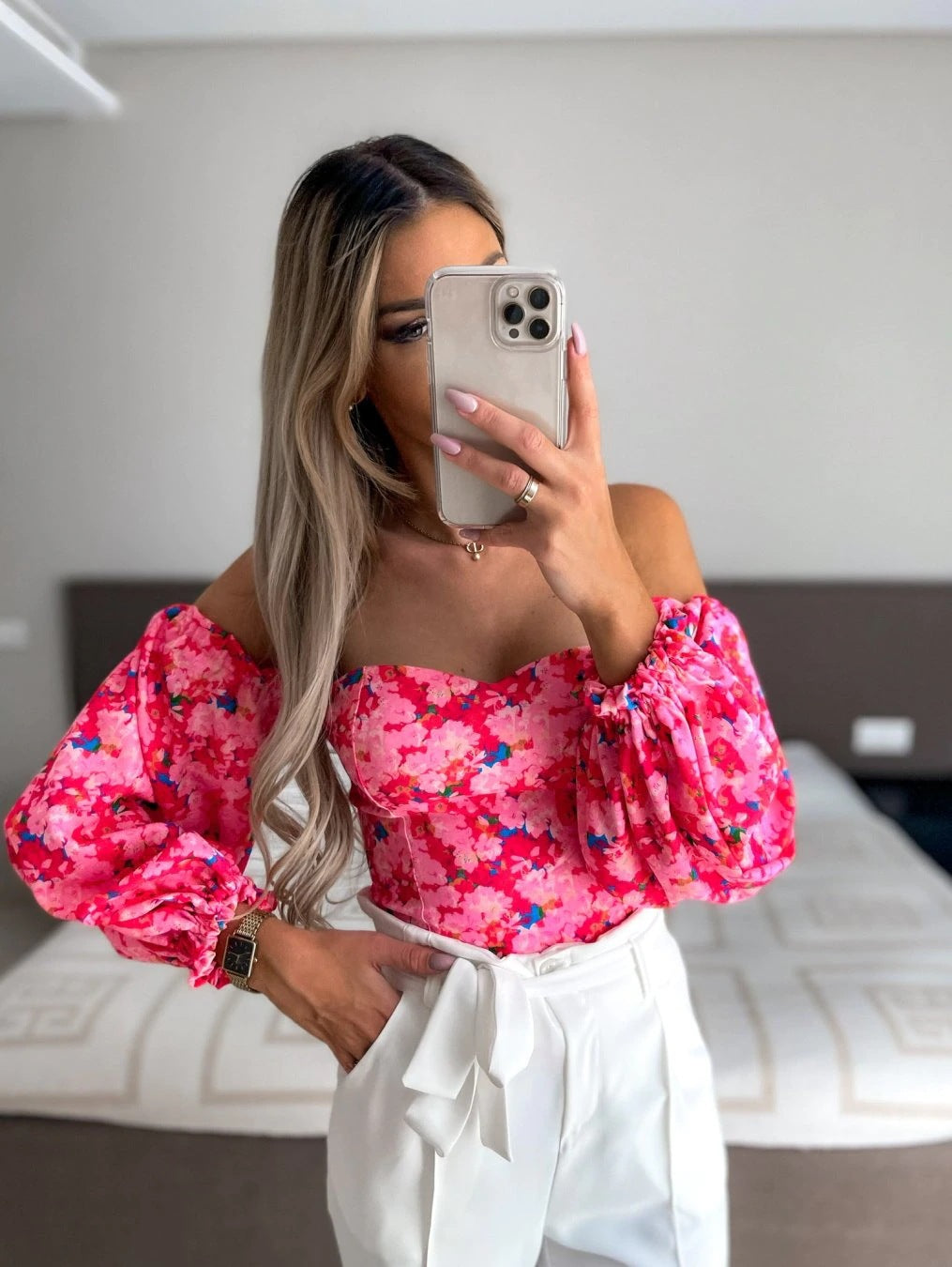Summer Sexy Off Shoulder Blouses Women Fashion Slash Neck Tube Top Floral Puff Sleeve Blouse Women Vintage Print Crop Top Shirts