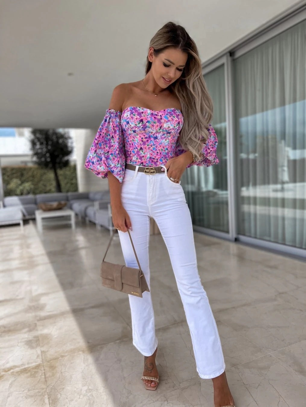 Summer Sexy Off Shoulder Blouses Women Fashion Slash Neck Tube Top Floral Puff Sleeve Blouse Women Vintage Print Crop Top Shirts