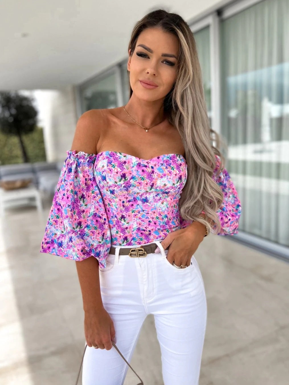 Summer Sexy Off Shoulder Blouses Women Fashion Slash Neck Tube Top Floral Puff Sleeve Blouse Women Vintage Print Crop Top Shirts
