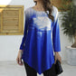 S-5XL Lightweight Breathable Gradient Floral Print O Neck Long Sleeve Asymmetric T-Shirt Basic Top