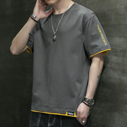 Summer Tees Men Shirts Graphic T-shirts Solid Color Casual Jumpers Half Sleeve Overshirt Stretch Male Clothing New Arrival 2022