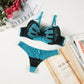 Bra Set Women Sexy Push Up Underwire Backless Lingerie Set Lace Sex Thin Gather Hollow Solid Color Bra Thong Suit Plus Size