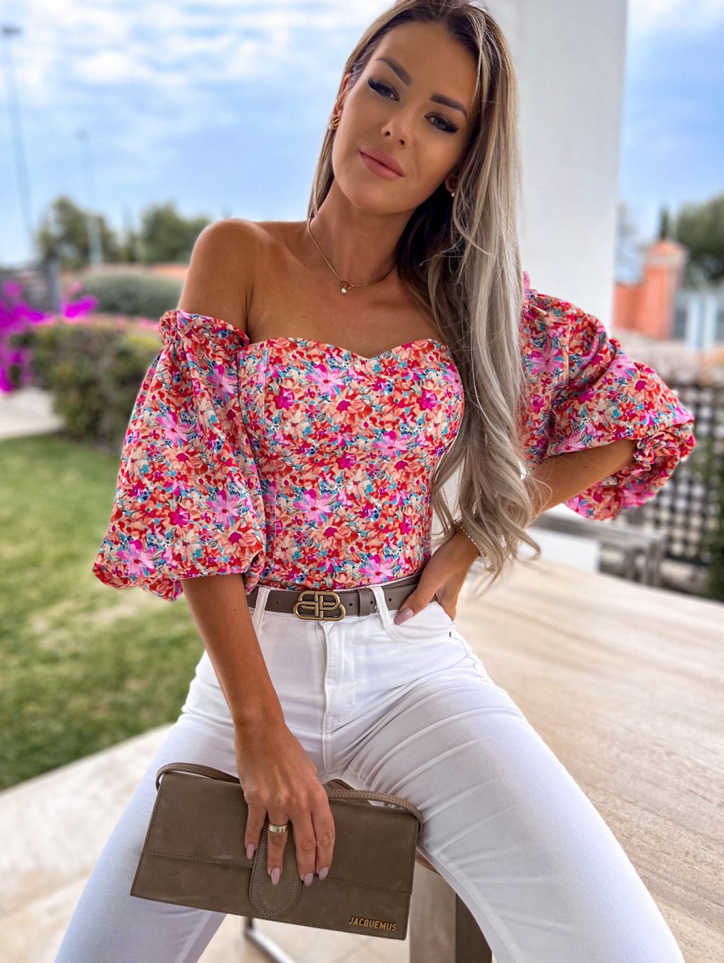 Summer Sexy Off Shoulder Blouses Women Fashion Slash Neck Tube Top Floral Puff Sleeve Blouse Women Vintage Print Crop Top Shirts