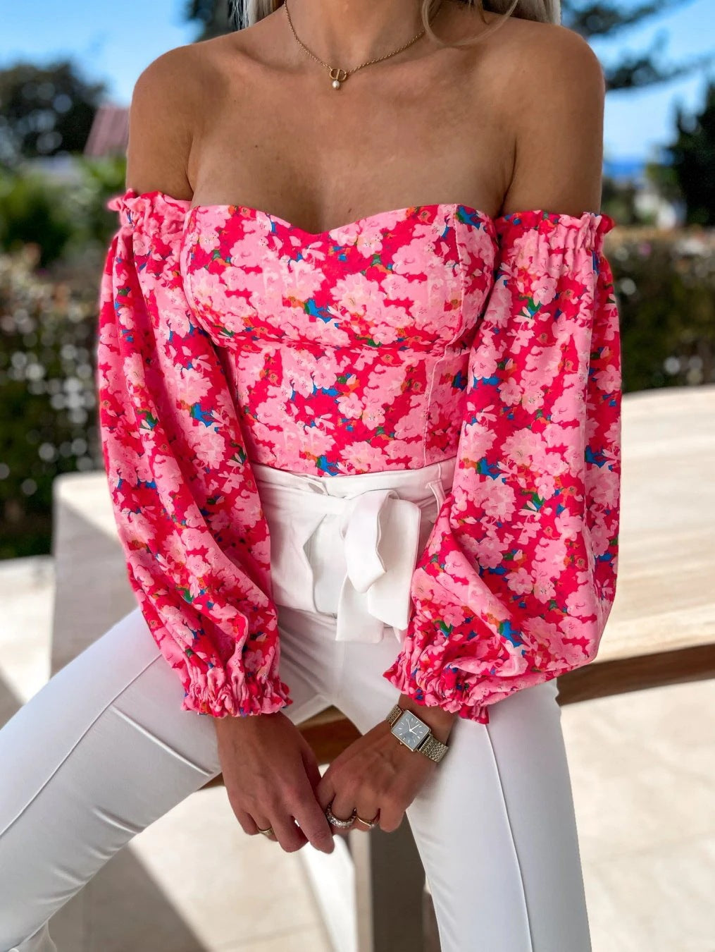 Summer Sexy Off Shoulder Blouses Women Fashion Slash Neck Tube Top Floral Puff Sleeve Blouse Women Vintage Print Crop Top Shirts