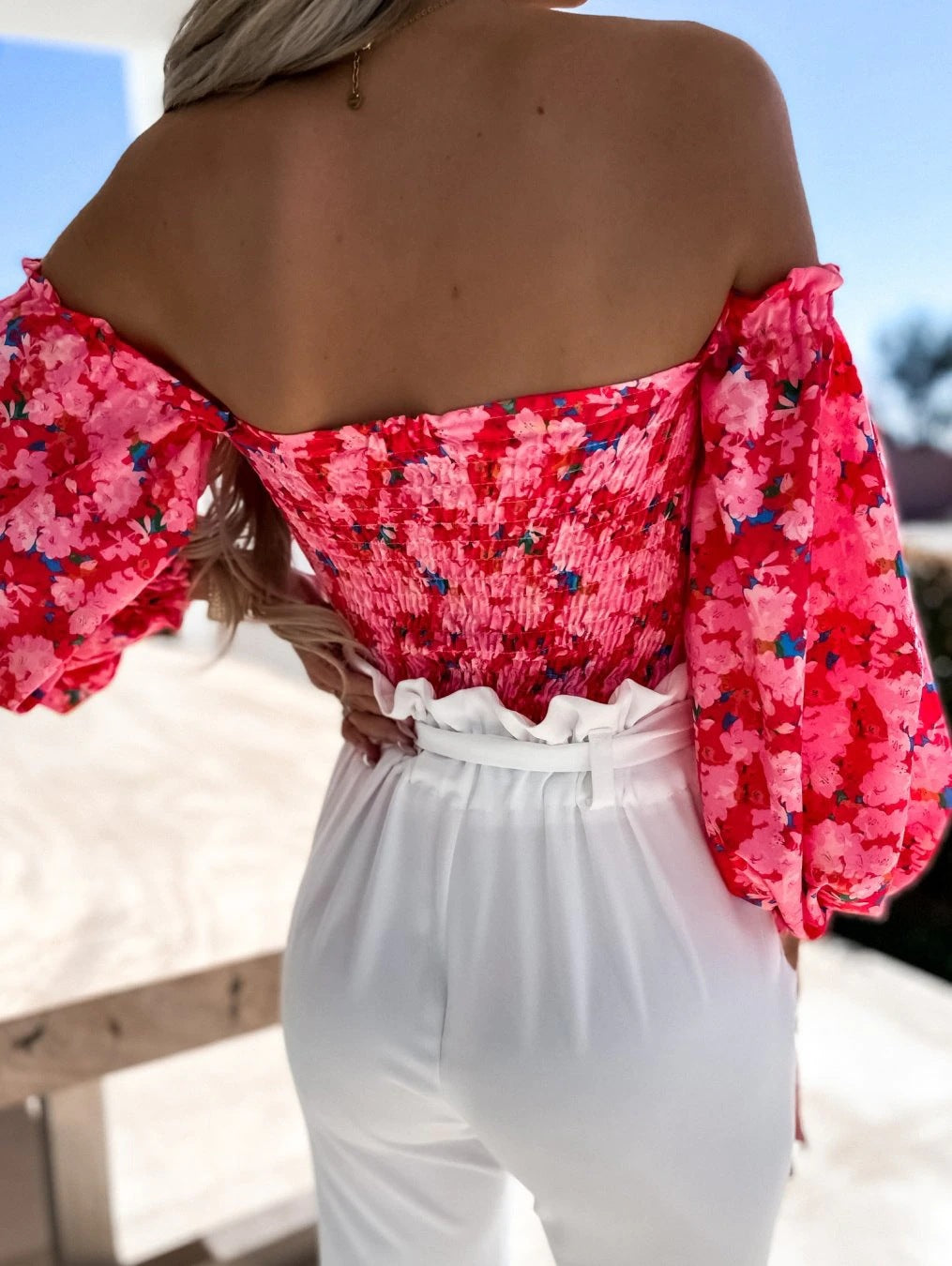Summer Sexy Off Shoulder Blouses Women Fashion Slash Neck Tube Top Floral Puff Sleeve Blouse Women Vintage Print Crop Top Shirts