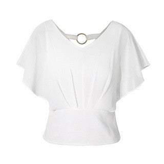 Summer Chiffon Shirt Short-sleeved Women's Temperament V-neck Bat-sleeve Cover Arm Thin T-shirt Women's Top