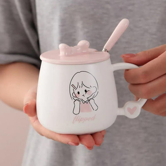 Cartoon Cute Baby Cup Ins High-value Cute Boy and Girl Couple Cup Large-capacity Water Cup Home Ins Wind Mug
