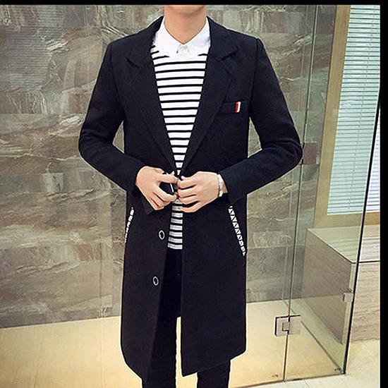 Winter Wool Jacket Men's Wool Coat Casual Slim Woolen Coat Men's Long Cotton Collar Trench Coat