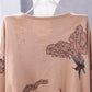 Vintage  Literary Print Long-sleeved Sweater Women Fall/winter Oversized Knit Sweater Outwear  Pullover Jumper Top with Pocket