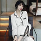 Women's Spring Autumn Long-sleeved Pajamas Set Lapel Sexy Lace Pyjamas Slit Bottoms V-neck Loose Comfortable Homewear Solid Out Wear Loungewears