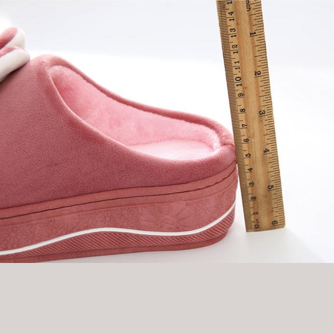 Women Autumn and Winter Indoor Slippers Solid Color Warm Plush Home Slipper Non Slip Flat Soft Flower Slippers
