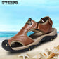 Men's Sandals Leather Breathable Closed-Toe Sandal Summer Beach Shoes Outdoor Shoes