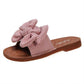 Women's Summer Outer Wear Slippers Beach Flat Bottom Beef Tendon Soft Bottom Pregnant Women Sandals Bow Flip-flops Bathroom Slippers