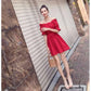 Fashion Sexy Slash Neck Dress Summer High Waist Puff Sleeve Beach Party Dress Off Shoulder Dress