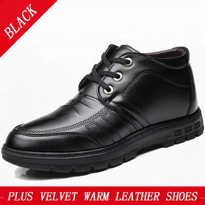 Men's Cotton Shoes Thick Boots Men's Shoes Winter Casual Leather Shoes High-top Plus Cashmere Warm Business Shoes