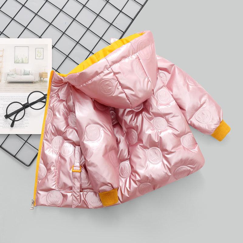 Girls' Down Jacket Shiny Face-free Winter Wear Thick Warm and Windproof Jacket