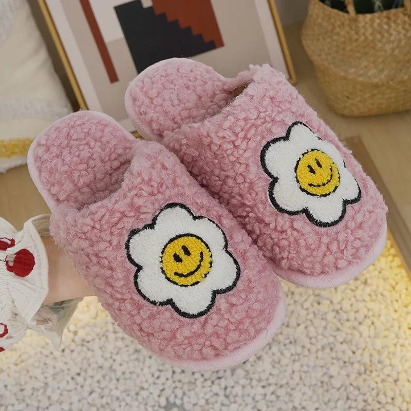 Cotton Slippers Women Cute Cartoon Winter Plush Non-slip Warm Cotton Shoes