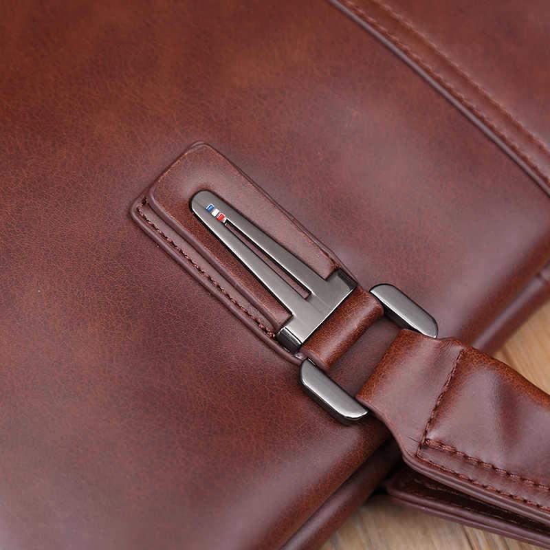 Business Briefcase Men Fashion Multi-pocket PU Leather Zipper Waterproof Handbag Travel Computer Bag