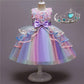 Kids Unicorn Dress for Girls Flower Appliques Gown Little Girl Sleeveless Princess Dresses Elegant Party Costumes Children Clothing