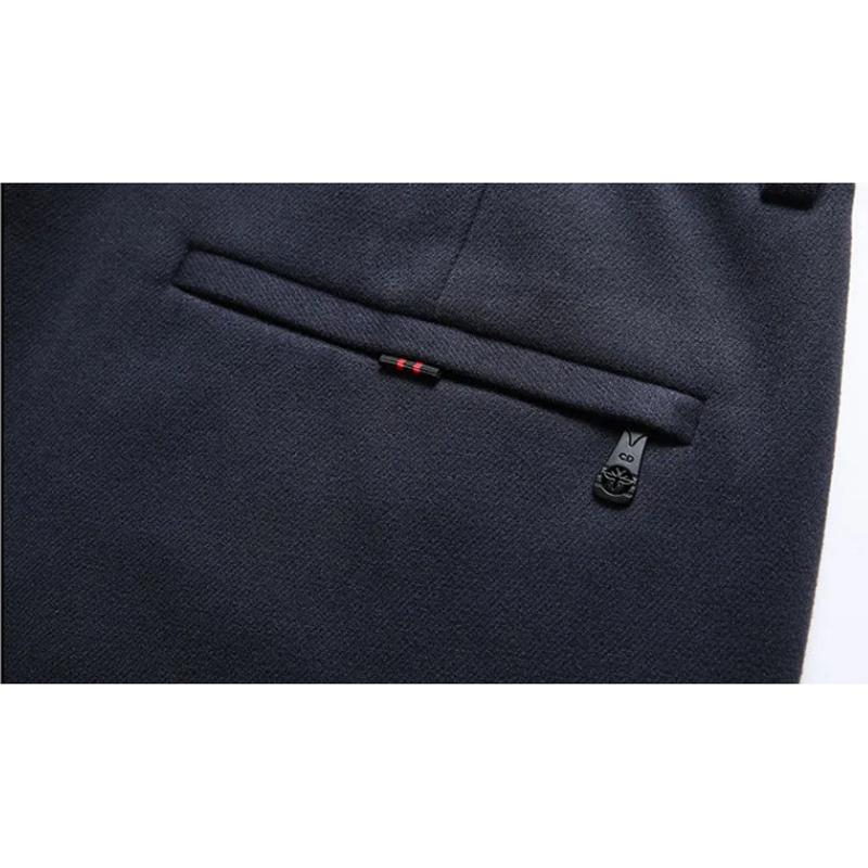 Men's Casual Pants Loose Straight-leg Bussiness Trousers Pants Autumn Winter Thick High-waist Stretch and Fleece Trousers Solid Outdoor Long Pants