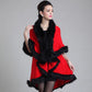 Ponchos and Capes Women 2019 Christmas Fashion Faux Fox Fur Collar Winter Wool Cloak Long Overcoat