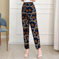 Cotton Linen Women's Trousers Flower Pants Plus Size Elastic Waist Straight-leg Pants Printed Fashion Casual Pants Summer
