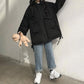 Cotton Jacket Female Autumn and Winter Students Korean Style Loose Tooling Hong Kong Wind Cotton Coat Winter Thickening