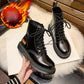 Martin Boots Women British Style Autumn and Winter Black Plush Boots Wild Thick-soled Motorcycle Short Boots Women