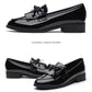 Flat Single Shoes Women Patent Leather Thick Heel Small Leather Shoes British Style Social Work Shoes Women Shiny Small Leather Shoes