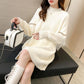 Autumn and Winter Long Loose Sweater Skirt Mohair Lace Stitching Dress Fashion Casual Women Bottoming Dress