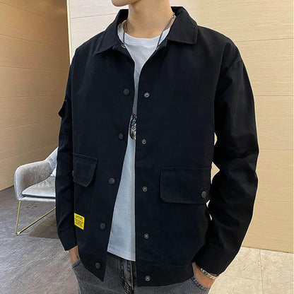 Men's Casual Clothes Spring and Autumn Jacket Men's Autumn Korean Trend Tooling Jacket Student Wear Spring and Autumn Clothes