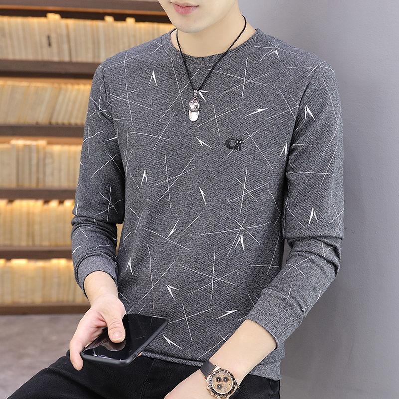Men's Casual Long-sleeved T-shirt Spring and Autumn Korean Version of The Bottoming Shirt Youth Handsome Top Trend Sweater