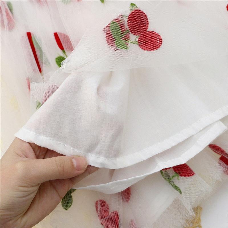 Flower Girl Feeling Summer Dress Girl Princess White Gauze Skirt Baby Girl Suspender Mesh Dress Tutu Skirt A-line Skirt