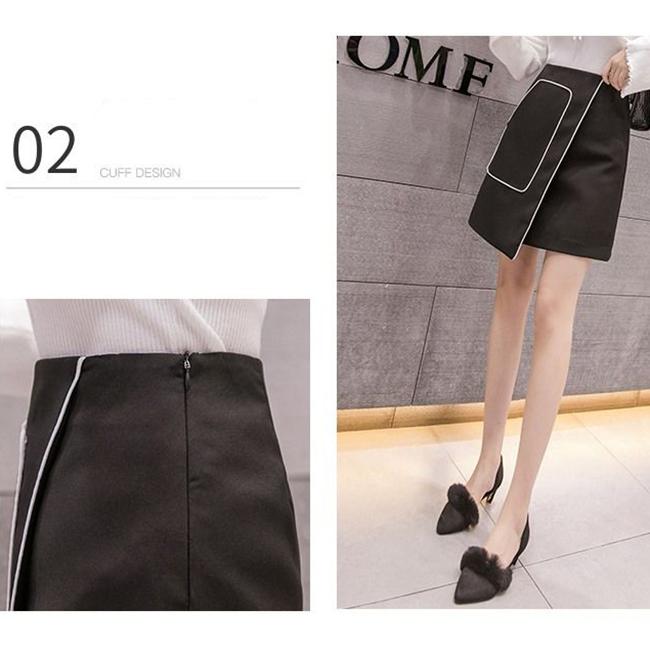 Women Sexy Split Fork A-line Hip Skirt Short Skirt Knee-length Zipper Elastic Waist Club Casual Home Office