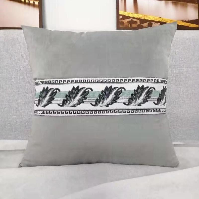 High-end Pillow Velvet Cushion Living Room Sofa Backrest Office Bedside Chinese Large Cushion Lace Hug Pillowcase