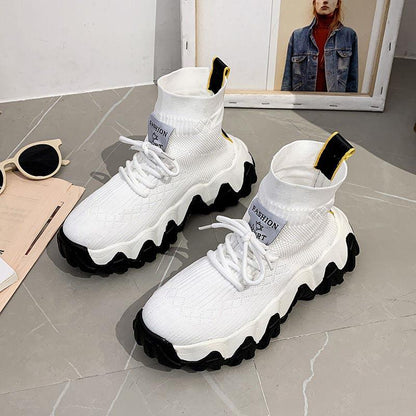 Plus Size 35-39 Summer Women Ins Mesh Sneakers Student High-top Non-slip Basketball Shoes Breathable Running Shoes
