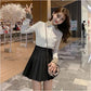 Pleated Skirt Women's Summer College Style High Waist A-line Skirt All-match Short Black Skirt