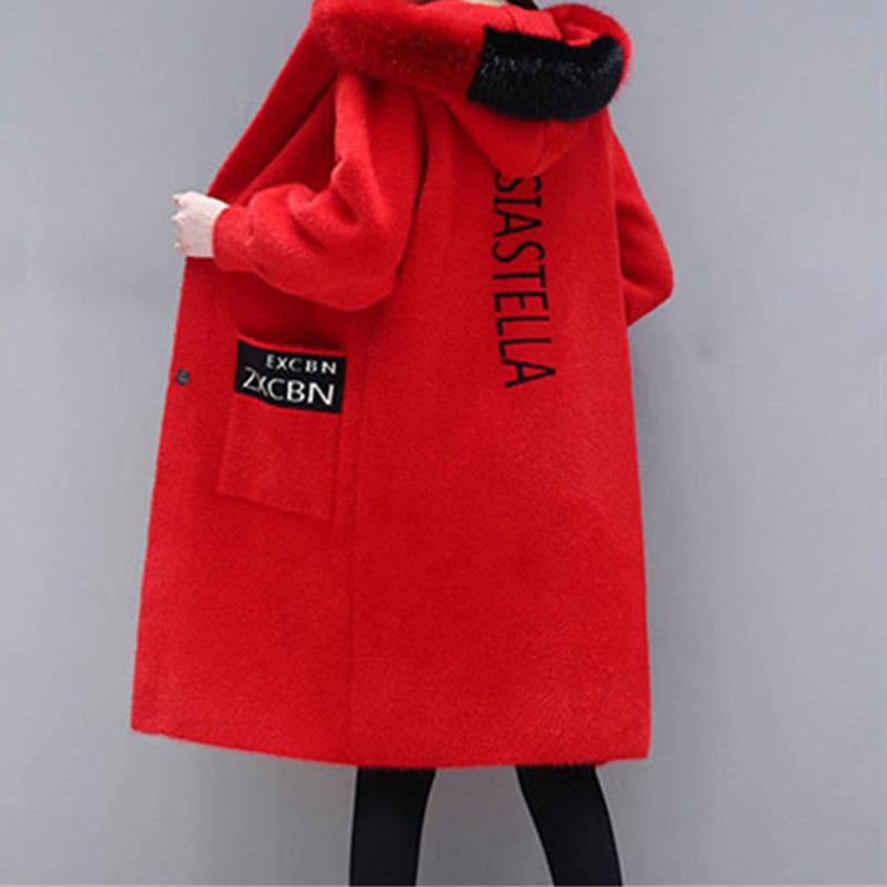 Autumn and Winter Long-sleeved Cardigan Jacket Mid-length Style Thick Hooded Sweater
