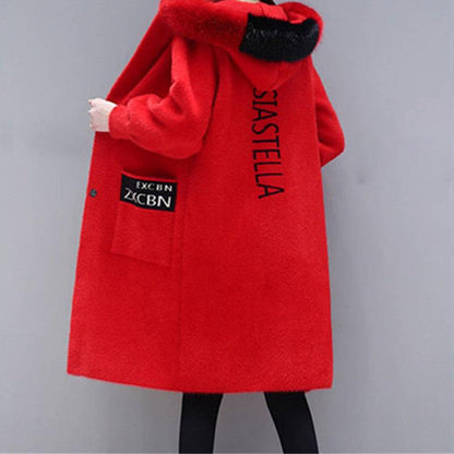 Autumn and Winter Long-sleeved Cardigan Jacket Mid-length Style Thick Hooded Sweater