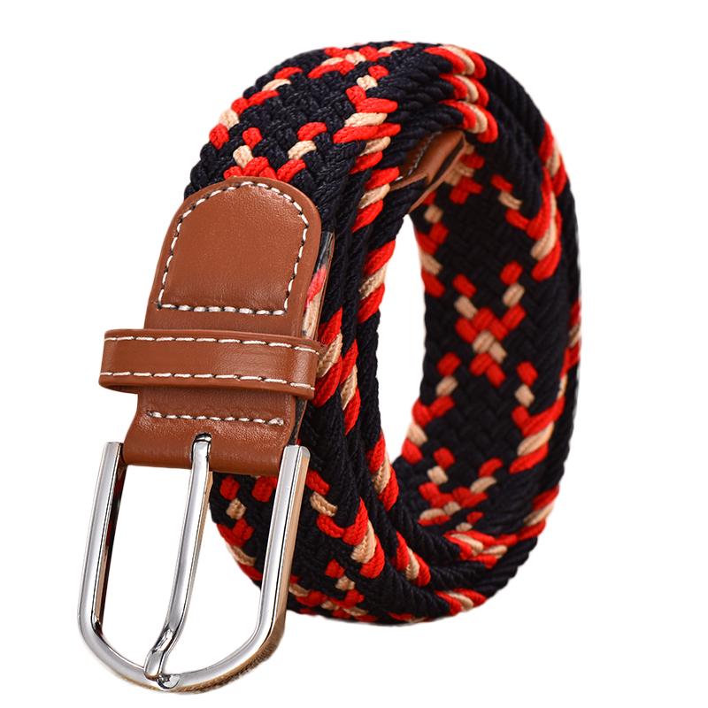 Men and Women Elastic Casual Student Belt Fashion Wild Woven Canvas Buckle Stretch
