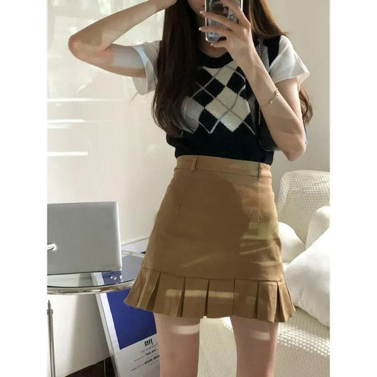 Pleated Skirt Ruffled Fishtail Skirt Women's Summer Sexy High Waist Slim A-line Pencil Skirt Bag Hip Mini Dress