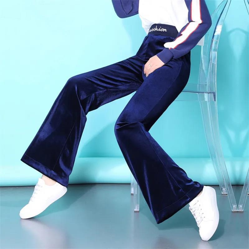WTEMPO High Waist Soild Color Trousers Women's Wide-leg Pants Super Long Elastic Waist Straight Loose Casual