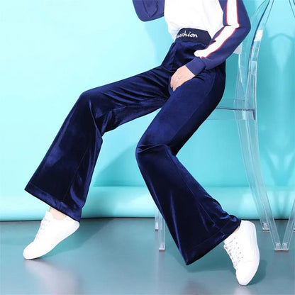 WTEMPO High Waist Soild Color Trousers Women's Wide-leg Pants Super Long Elastic Waist Straight Loose Casual
